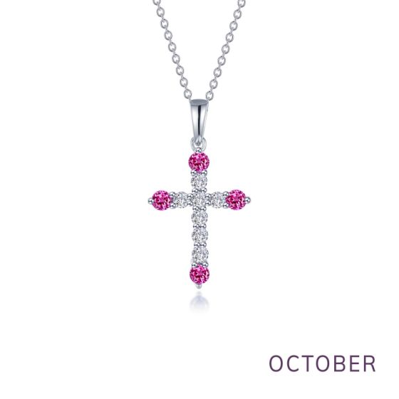 Lafonn October Birthstone Cross Necklace | Simon D. Jewelers