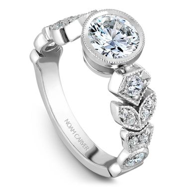 Noam Carver 14k White Gold Floral Diamond Engagement Ring