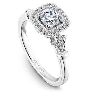 Noam Carver 14k White Gold Halo Diamond Engagement Ring