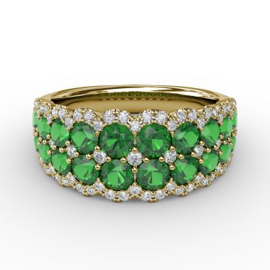Fana R1636E Get Sentimental Emerald and Diamond Double Row Ring